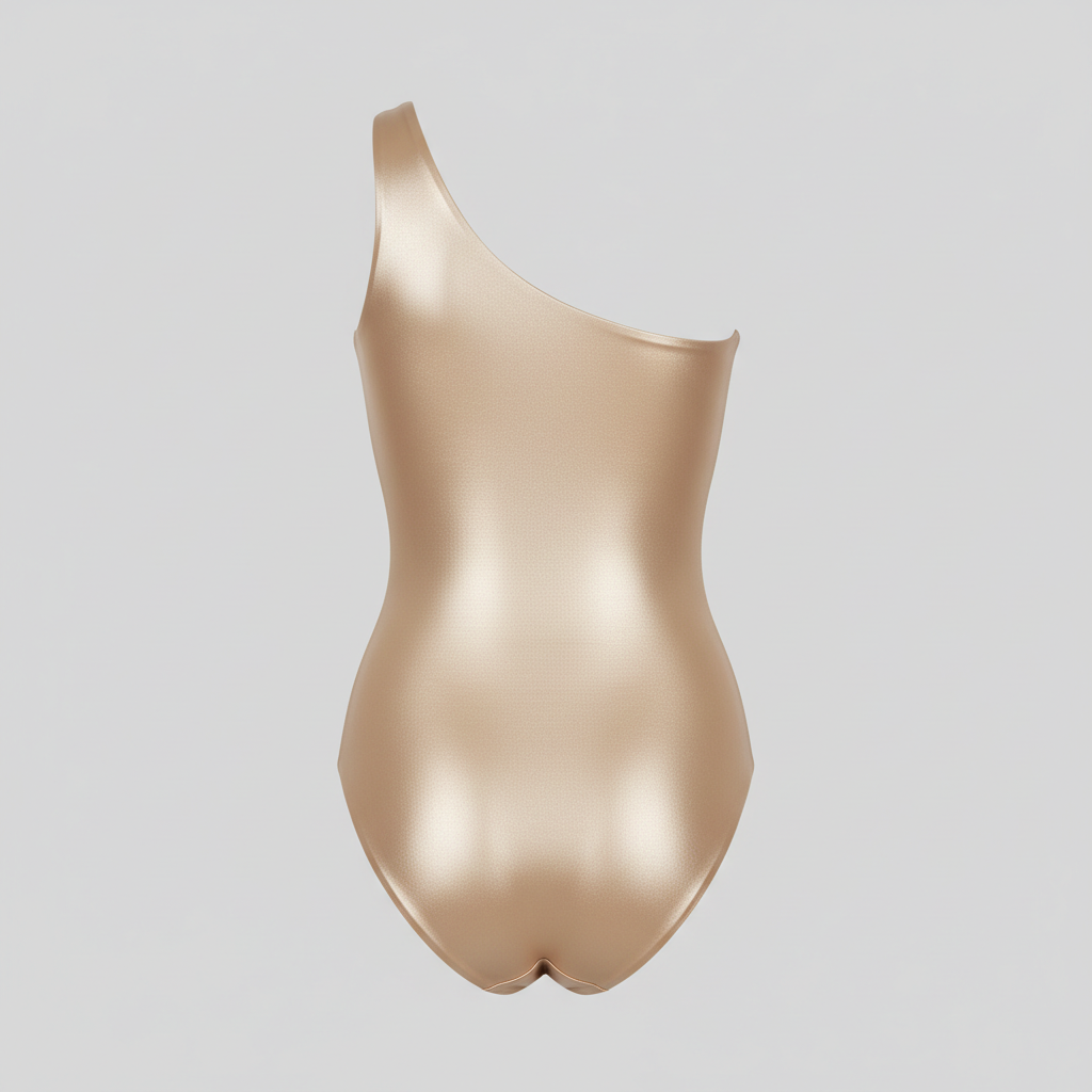 Champagne Gold one shoulder swimsuit back view