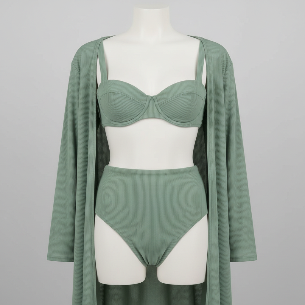 Tropical Motion Bikini in Sage Green – Front View