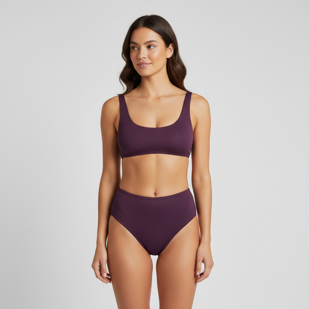 Sunset Glow Bikini in Deep Plum — Female Model