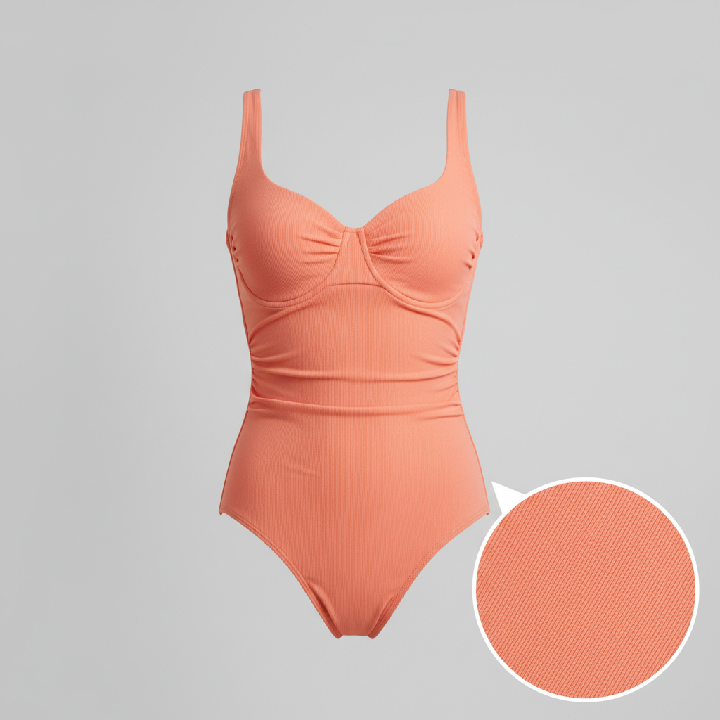 Coral Breeze Swimsuit - Coral Peach - Fabric Detail