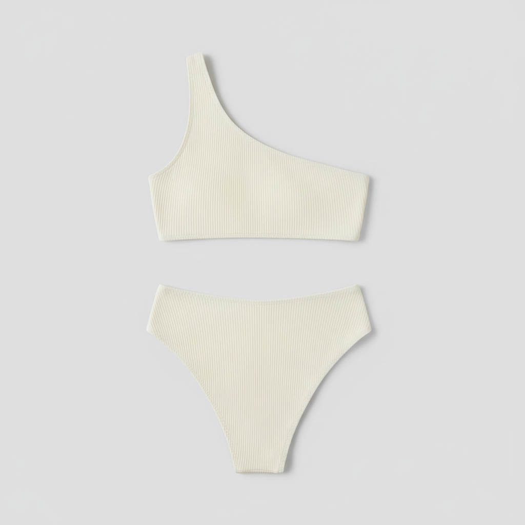 Sunset High-Waist Bikini Set in Ivory Cream – Back view