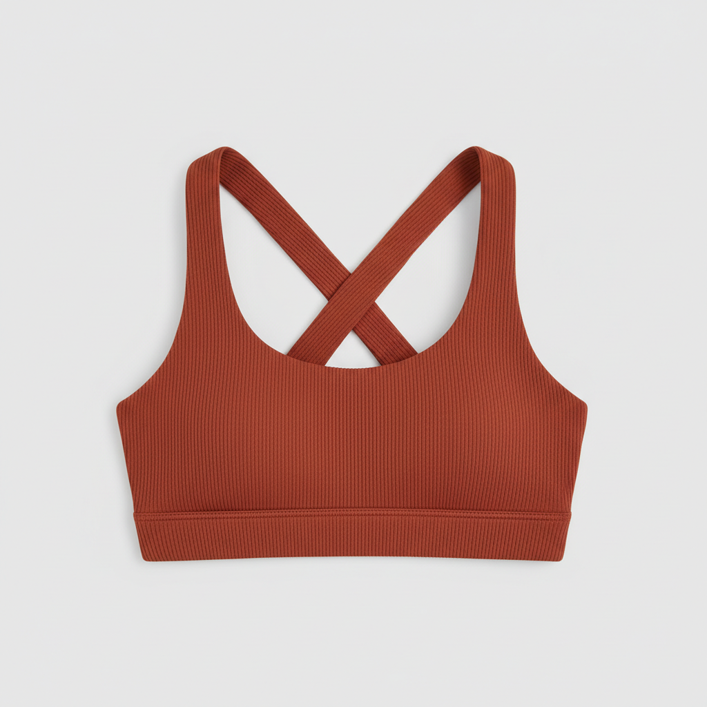 Sporty Swim Top in Terracotta Rust - Front View