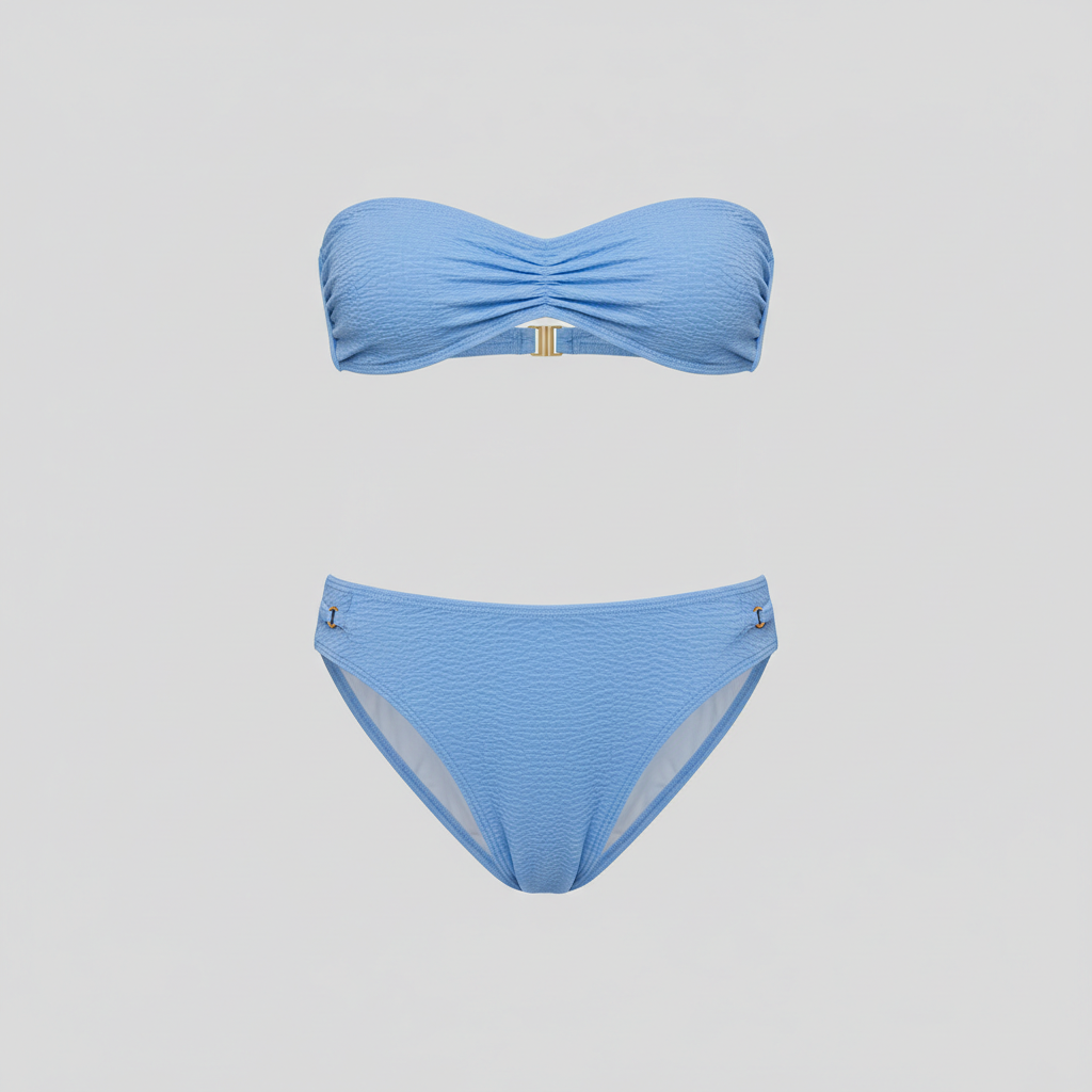 Tropical Bloom Bikini in Sky Blue – Front view