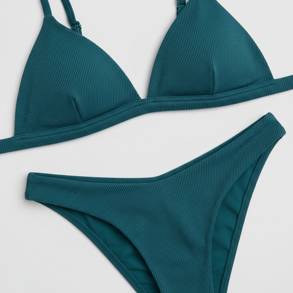 Sunset Breeze Bikini in Ocean Teal – Fabric Close-Up