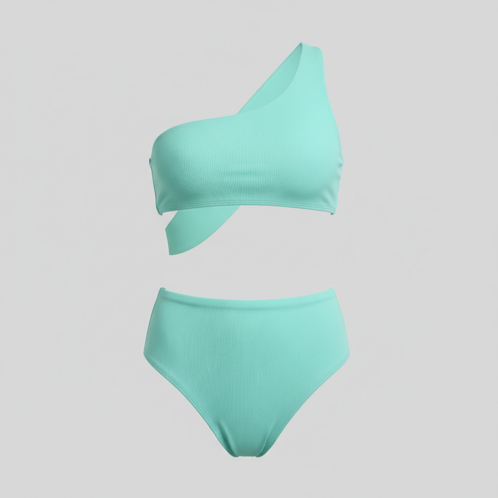 Sunset High-Waist Bikini Set in Aqua Mint – Back view