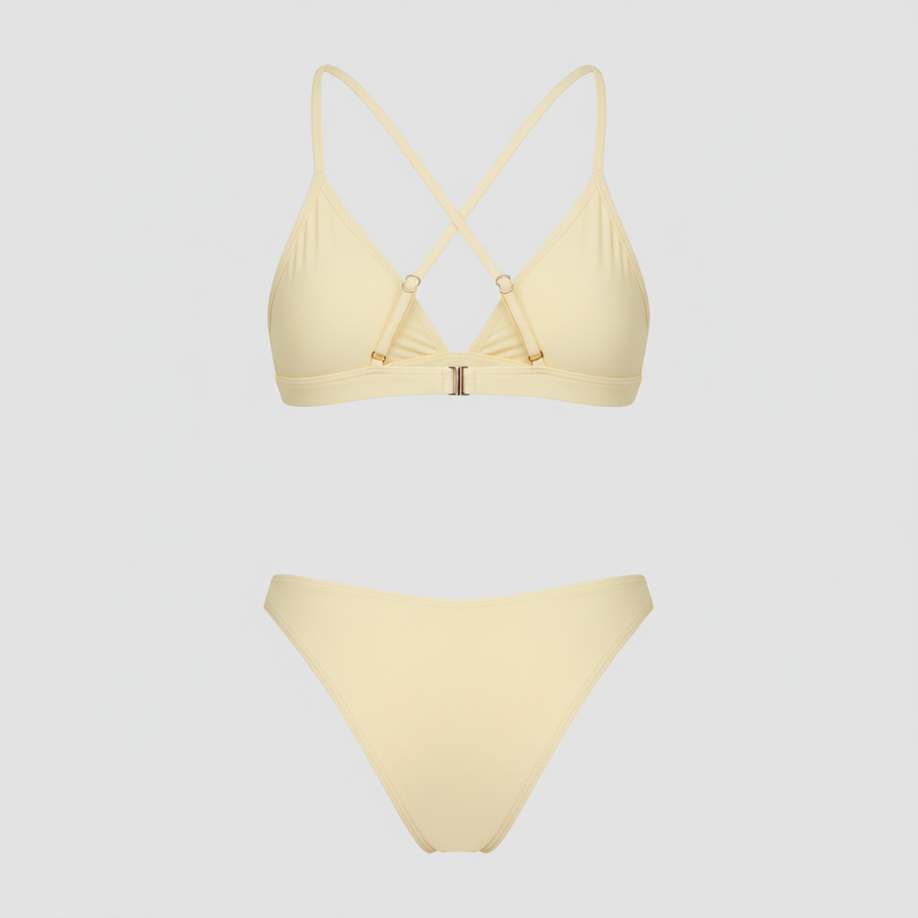Butter Yellow triangle bikini set back view
