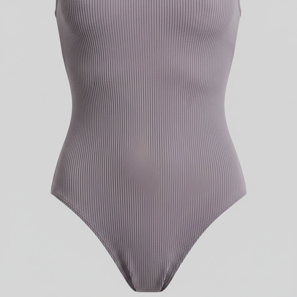 Coastal Glow Swimsuit in Lavender Grey – Fabric Close-Up