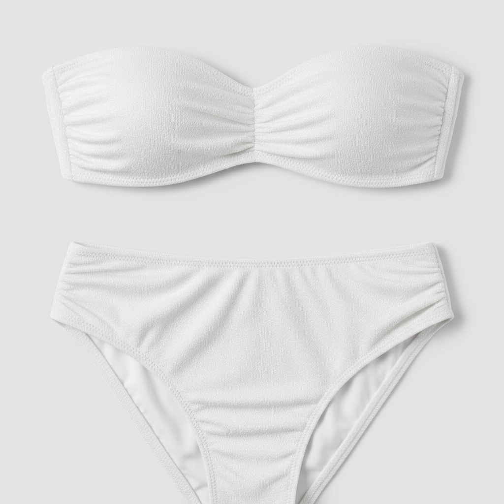Coastal Breeze Bikini in Frost White — Fabric Close-up