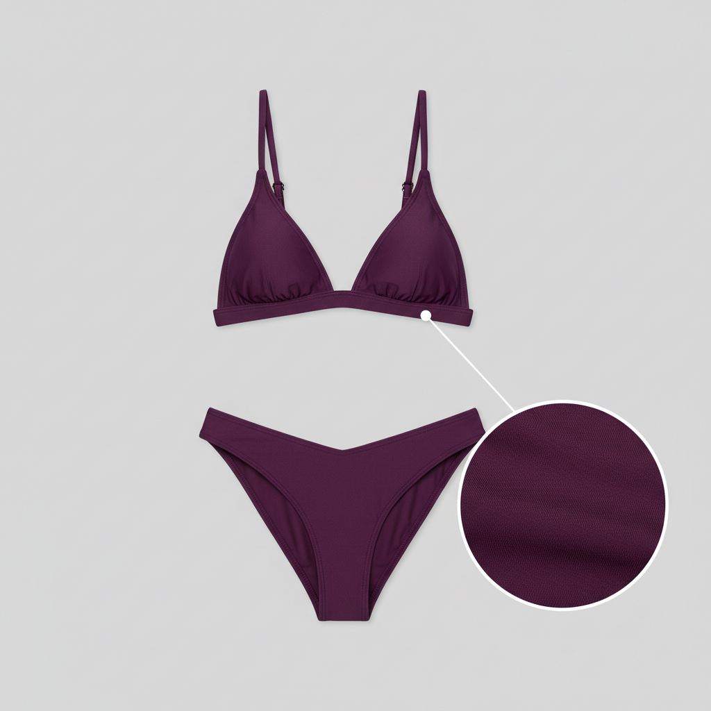 Golden Shore Bikini in Deep Plum – Fabric close-up