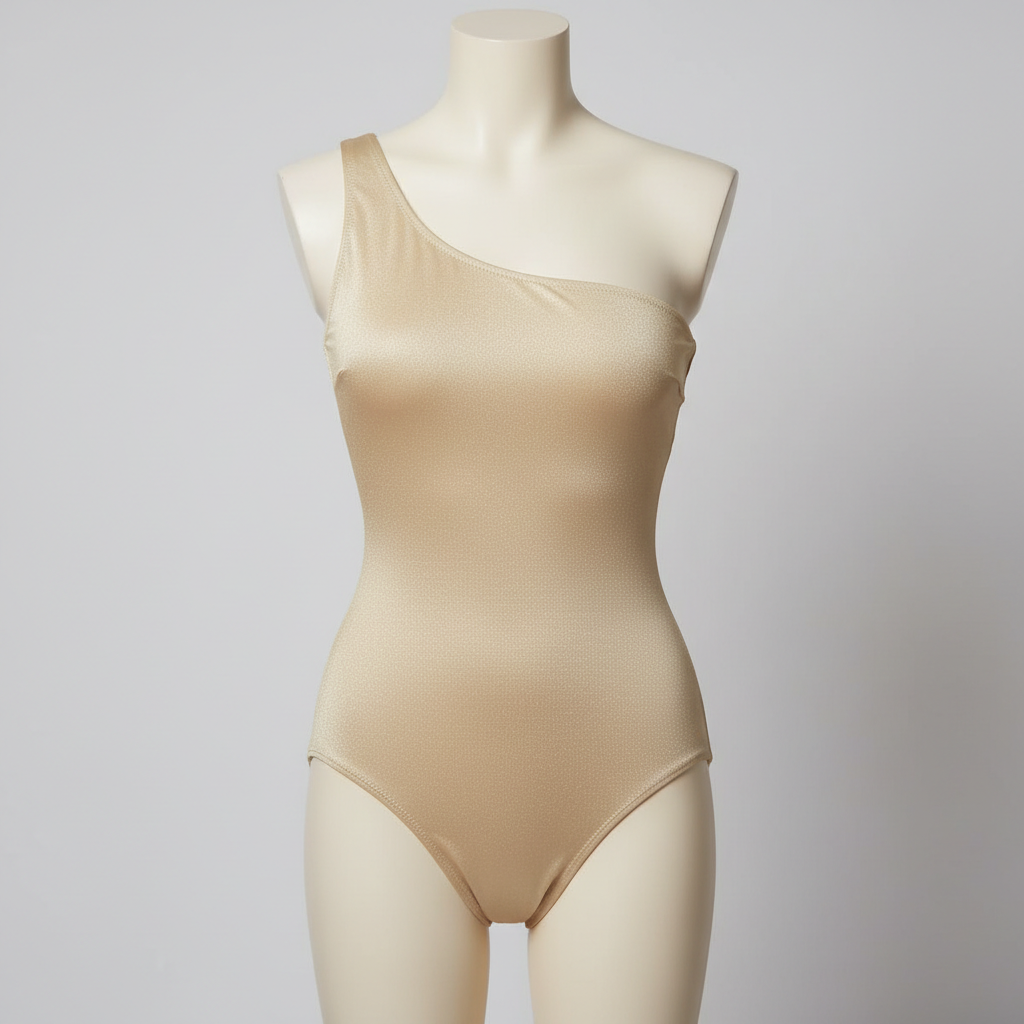 Champagne Gold one shoulder swimsuit hero shot