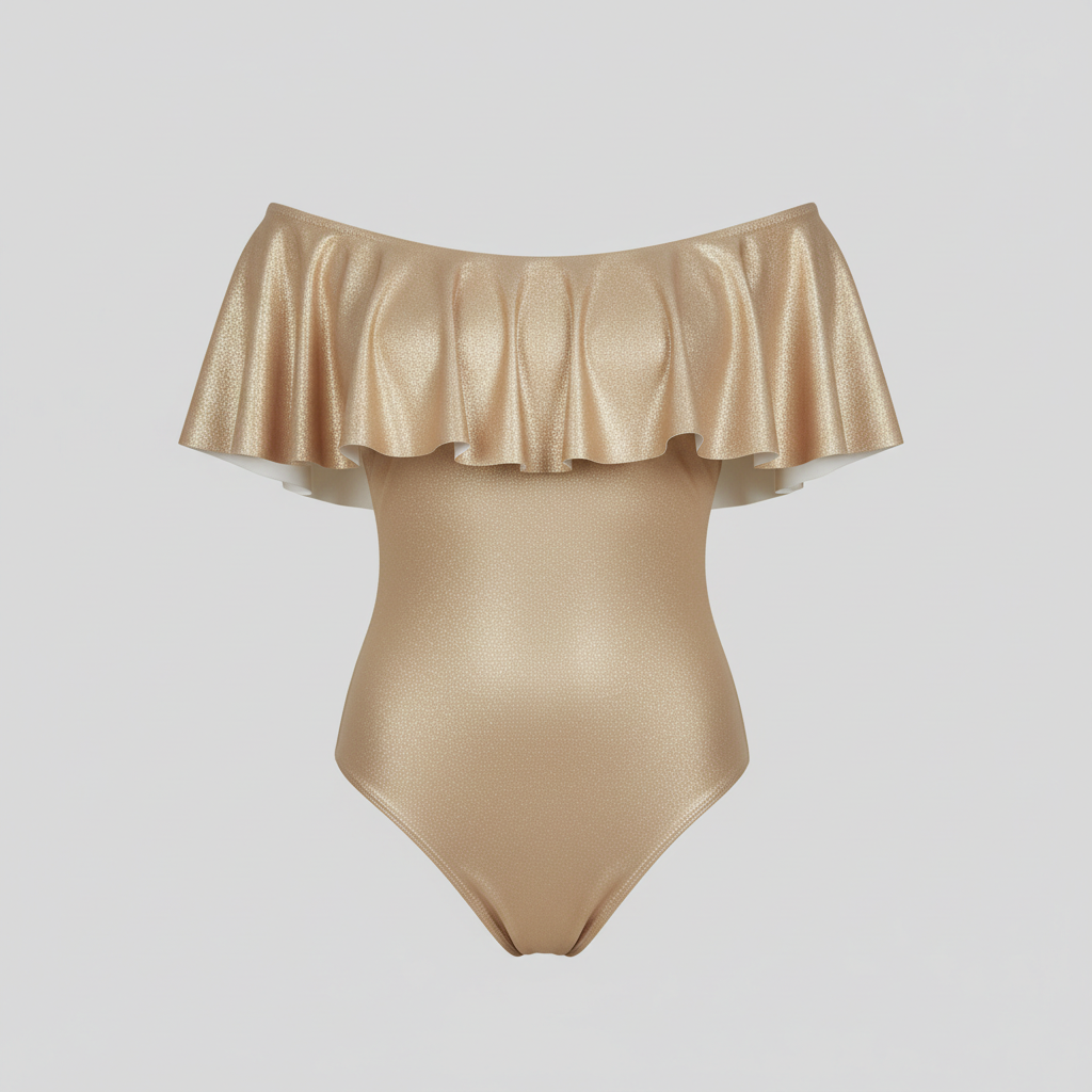 Sleek Swimsuit in Champagne Gold – Front view