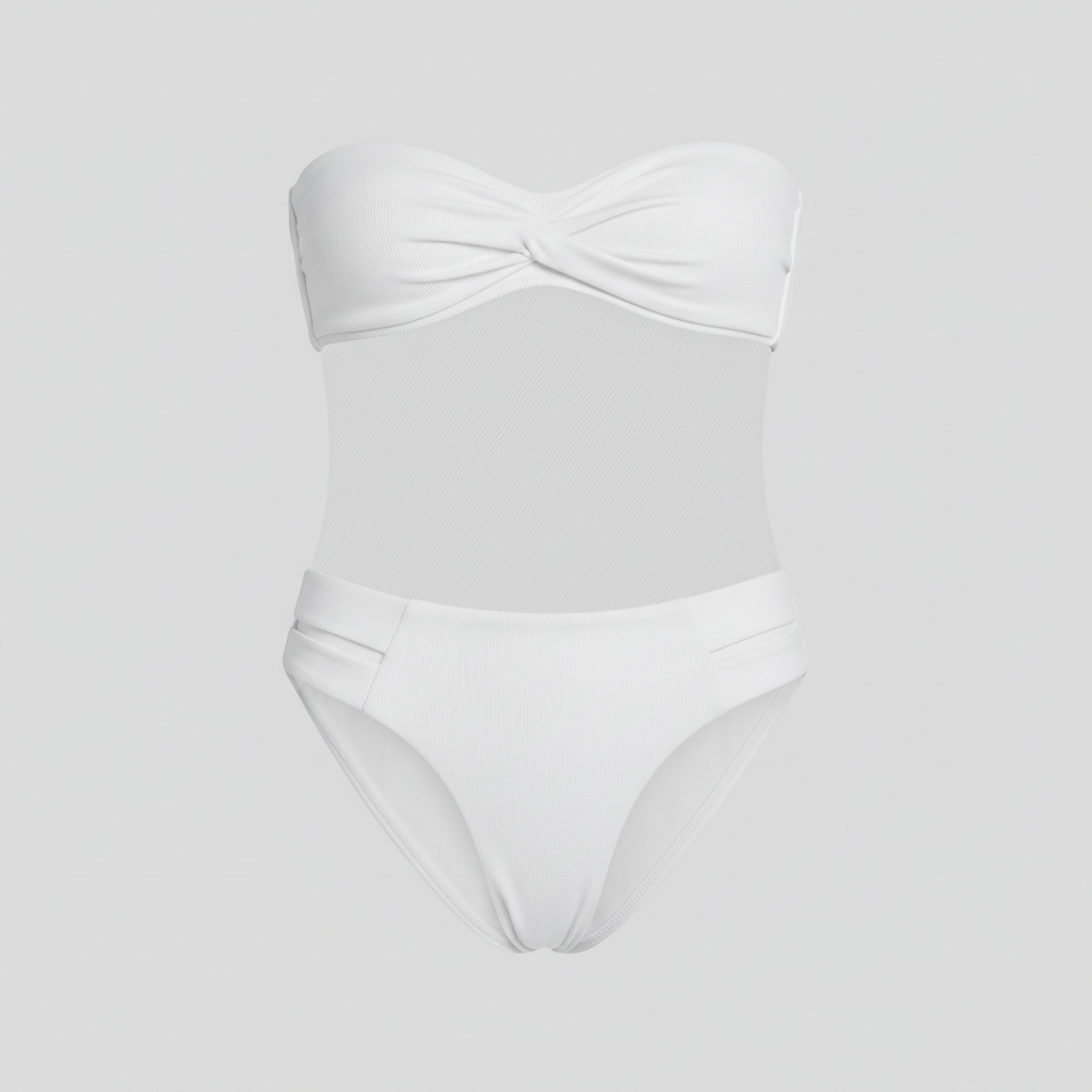 Coastal Glow Bikini in Frost White – Fabric close-up
