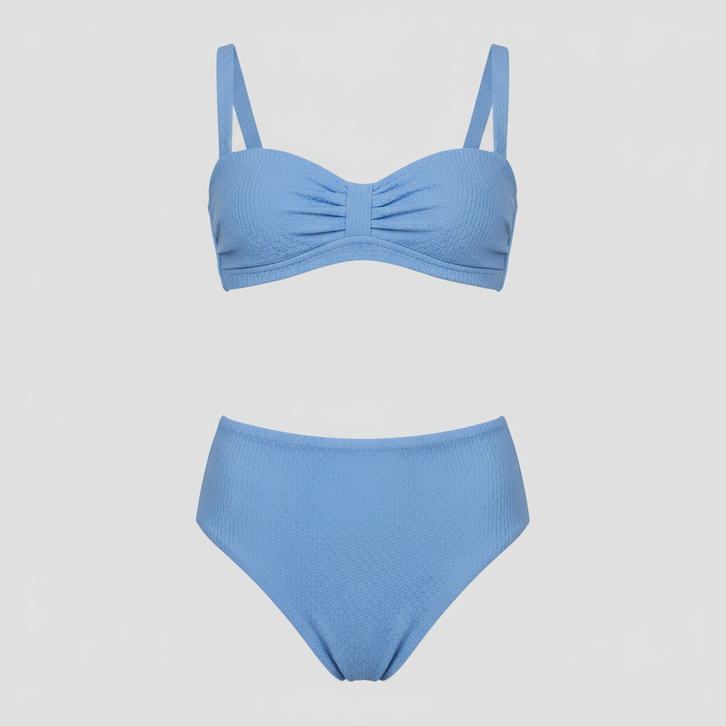 Sky Blue textured two-piece bikini set back view