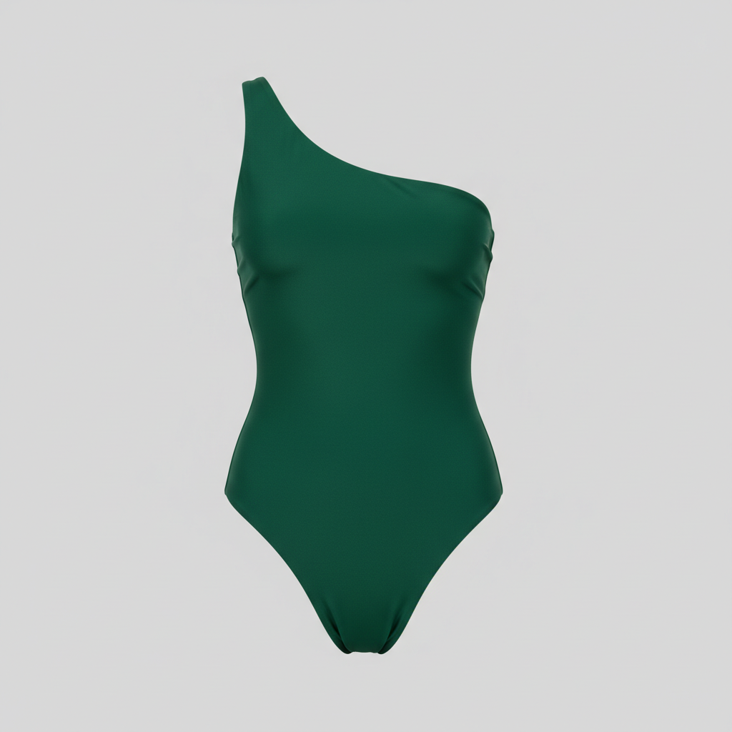Emerald Green one shoulder swimsuit hero shot
