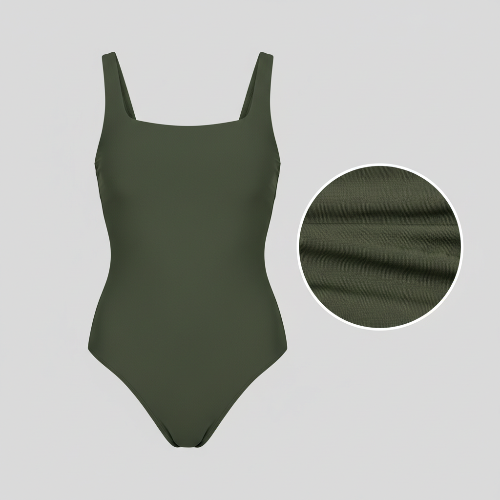 Coral Breeze Swimsuit - Forest Olive - Fabric Detail