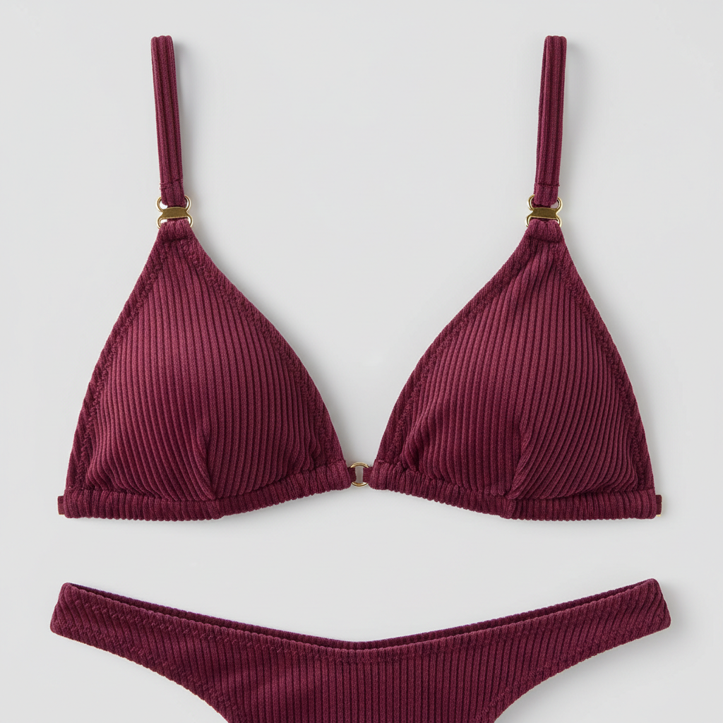 Island Chic Bikini in Burgundy Wine — Fabric Close-up