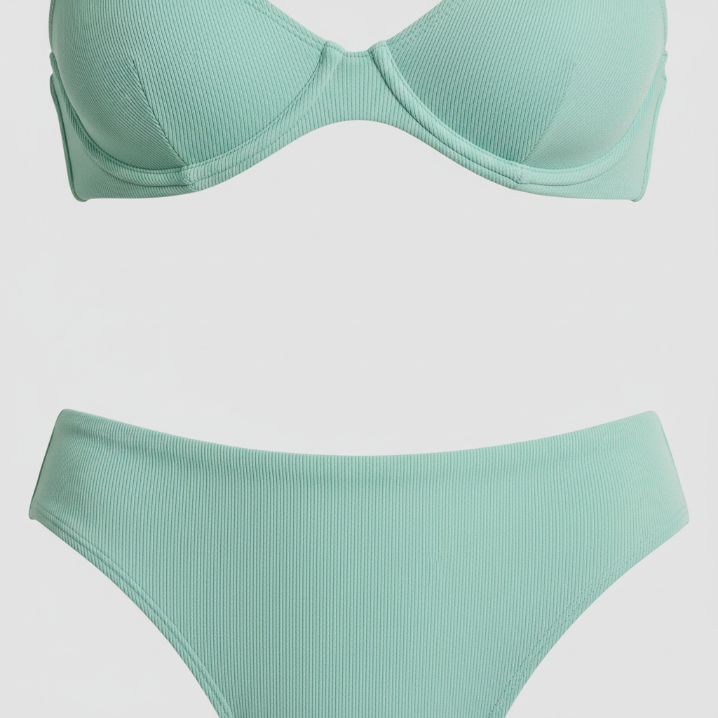 Azure Escape Bikini in Mint Green – Fabric Close-Up
