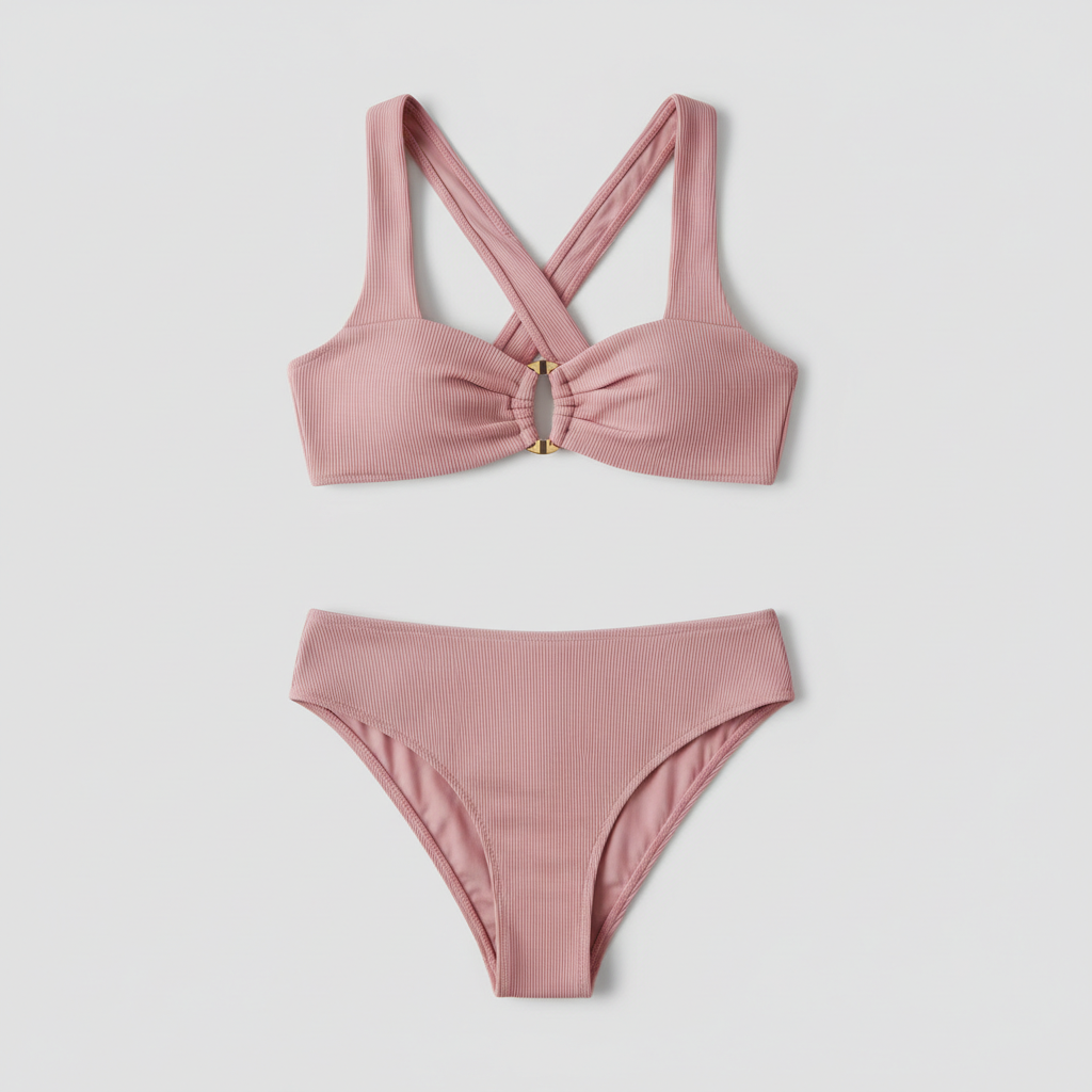 Sunset Breeze Bikini in Dusty Rose – Front View