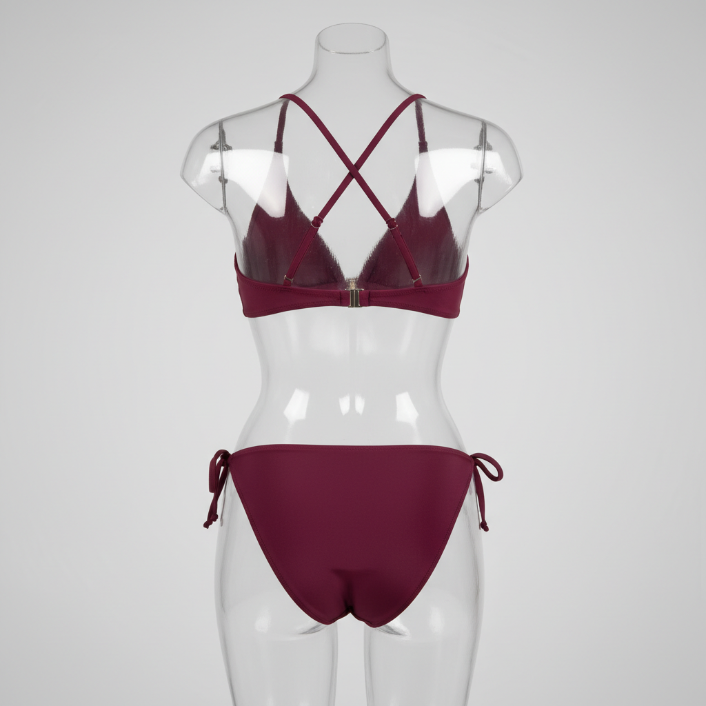 Burgundy Wine triangle bikini set back view