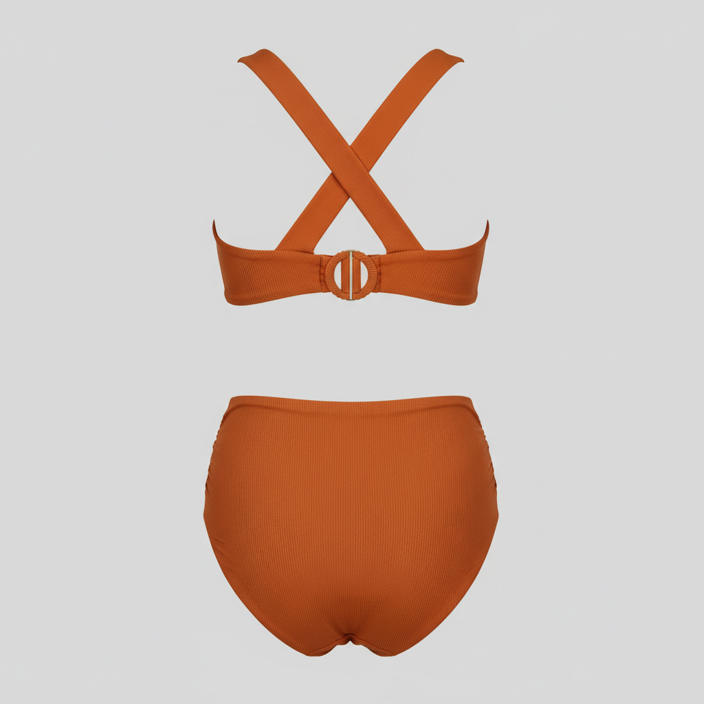 Golden Tide Swim Set in Sunset Orange – Back View