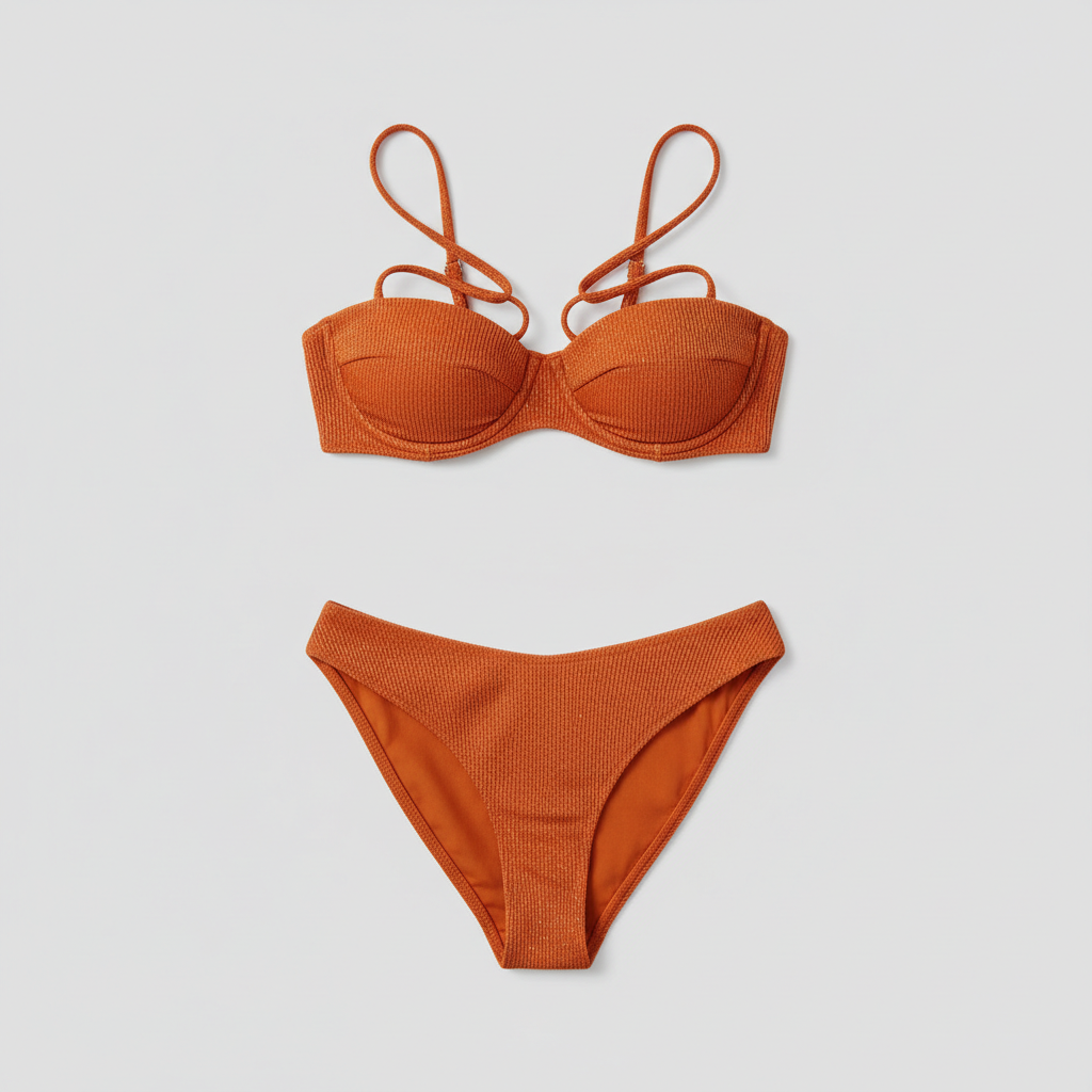 Tropical Bloom Bikini in Sunset Orange – Hero shot
