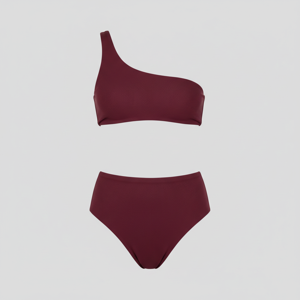 Sunset High-Waist Bikini Set in Burgundy Wine – Front view