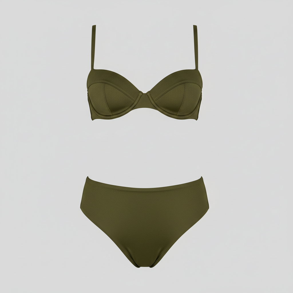 Coastal Breeze Bikini in Forest Olive — Front View