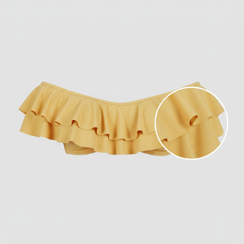 Off Shoulder Ruffle Bikini Top in Butter Yellow – Fabric close-up