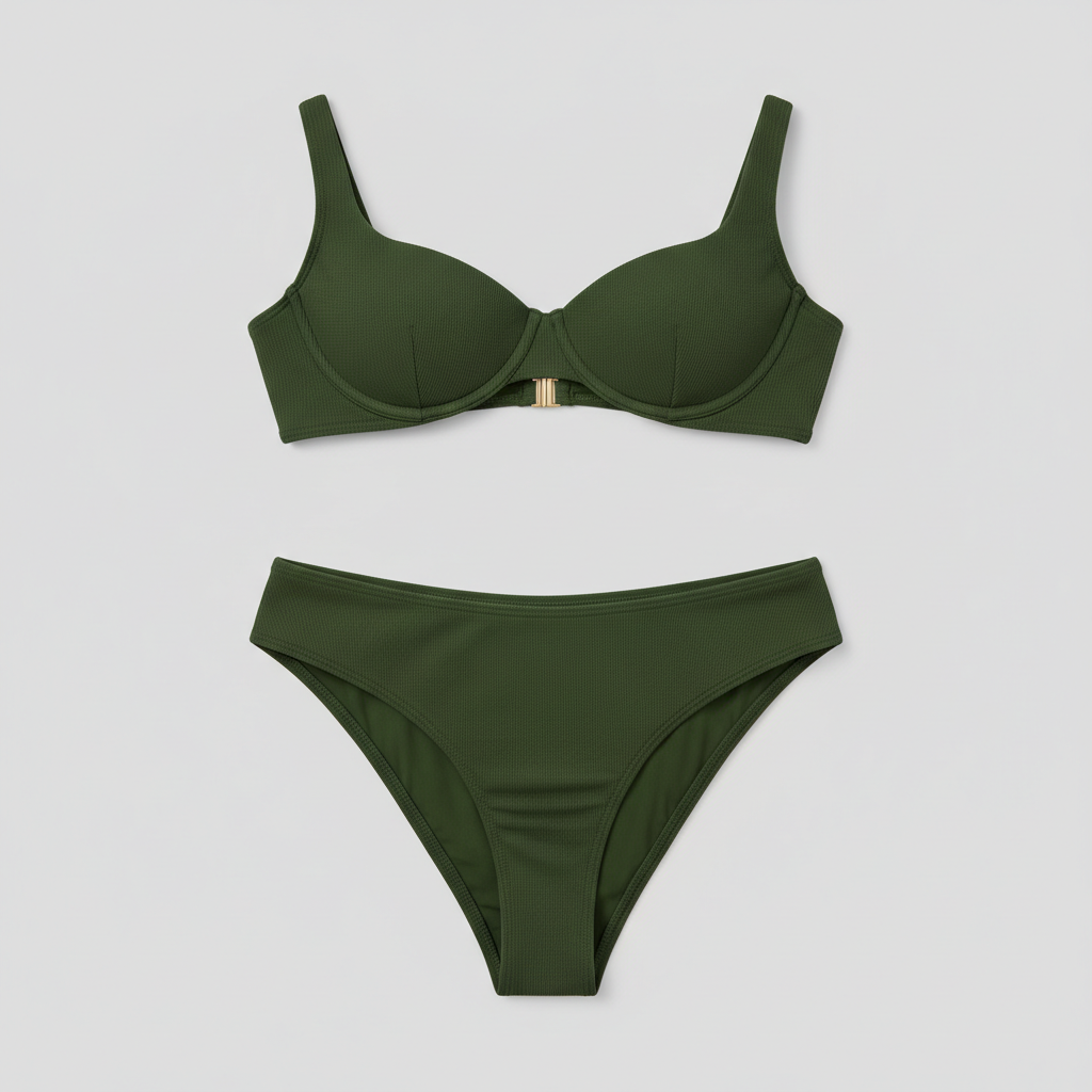 Coastal Breeze Bikini in Forest Olive — Hero Shot
