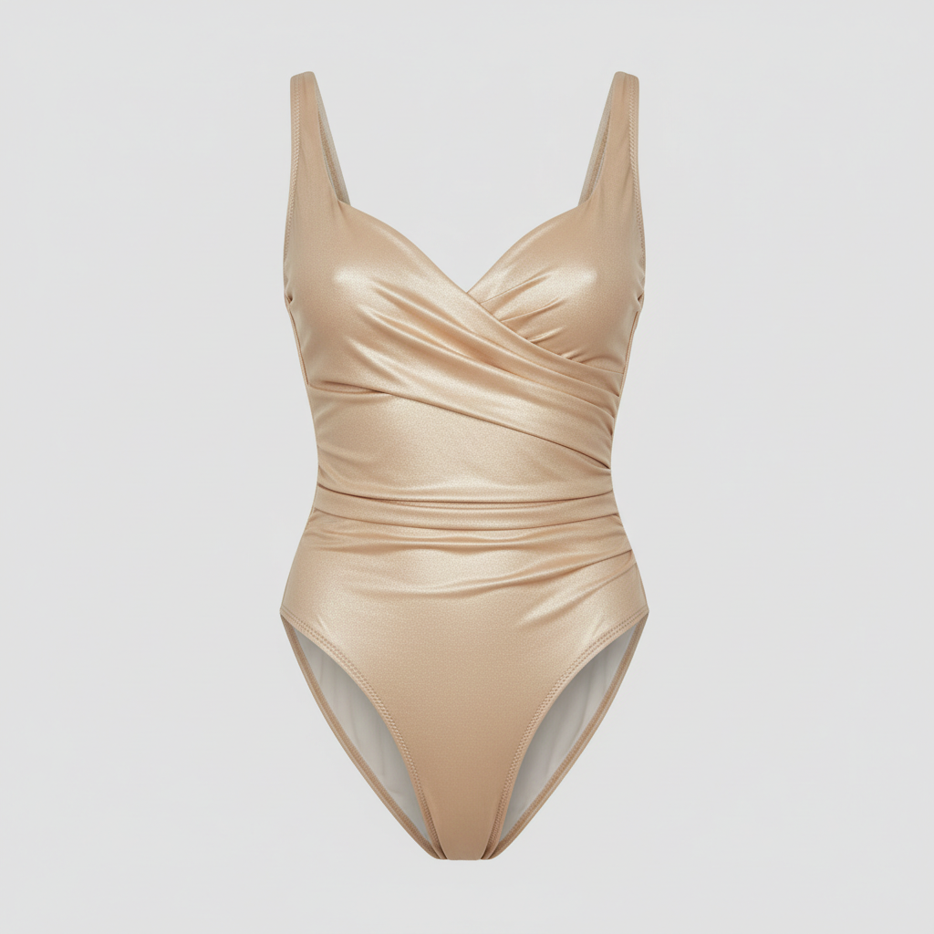 Azure Wave Swimsuit – Pearl Beige Front