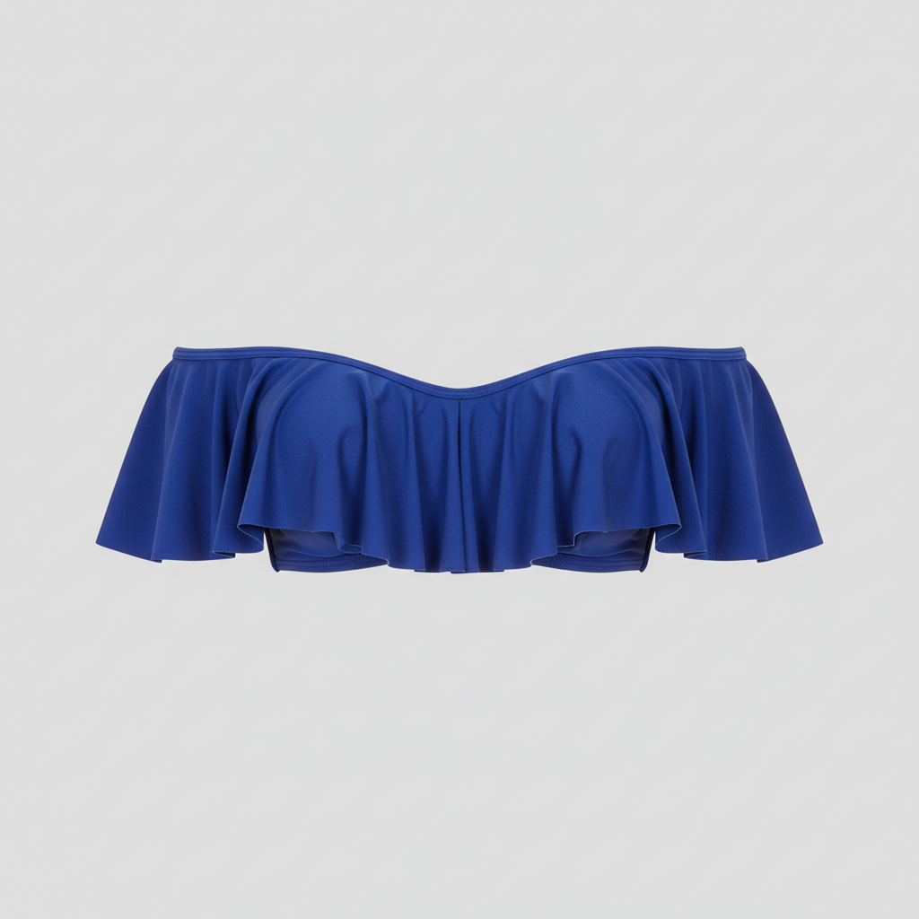 Off Shoulder Ruffle Bikini Top in Sapphire Blue – Front view