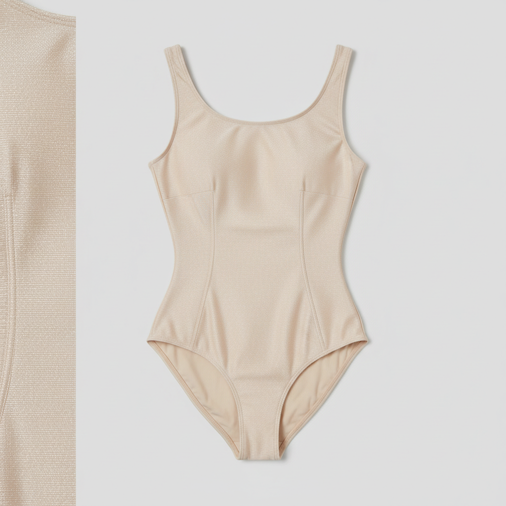 Ocean Breeze One-Piece in Pearl Beige – Fabric close-up