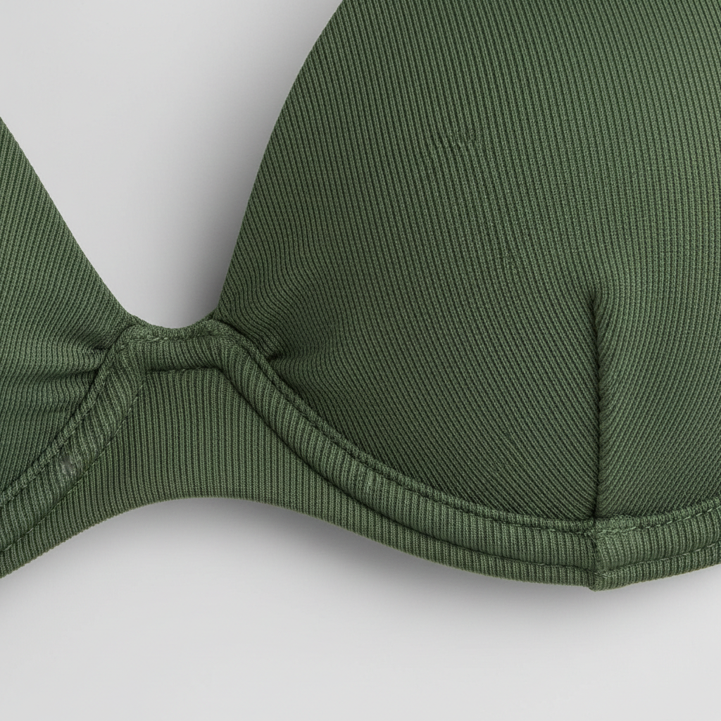 Coastal Breeze Bikini in Forest Olive — Fabric Close-up