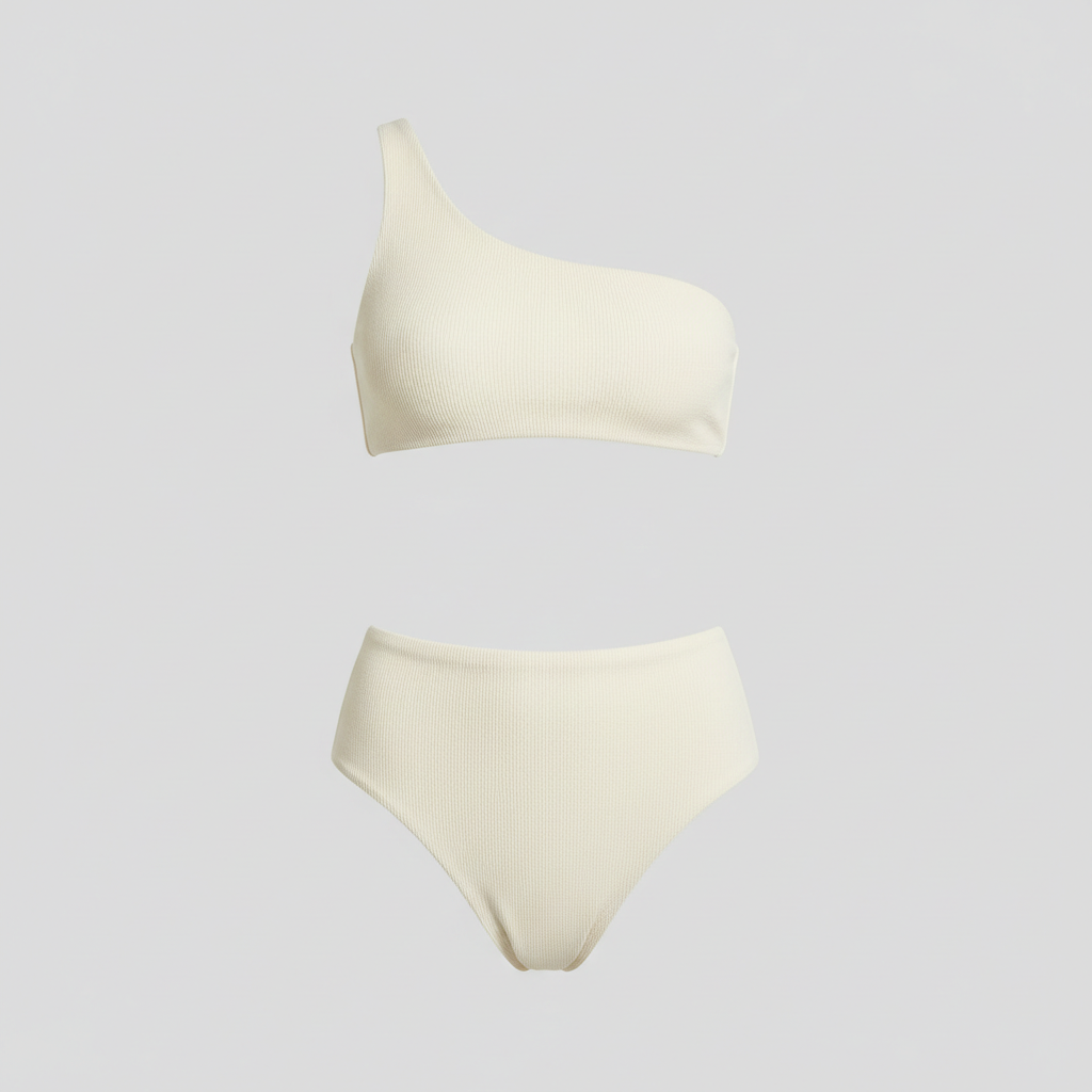 Sunset High-Waist Bikini Set in Ivory Cream – Hero shot