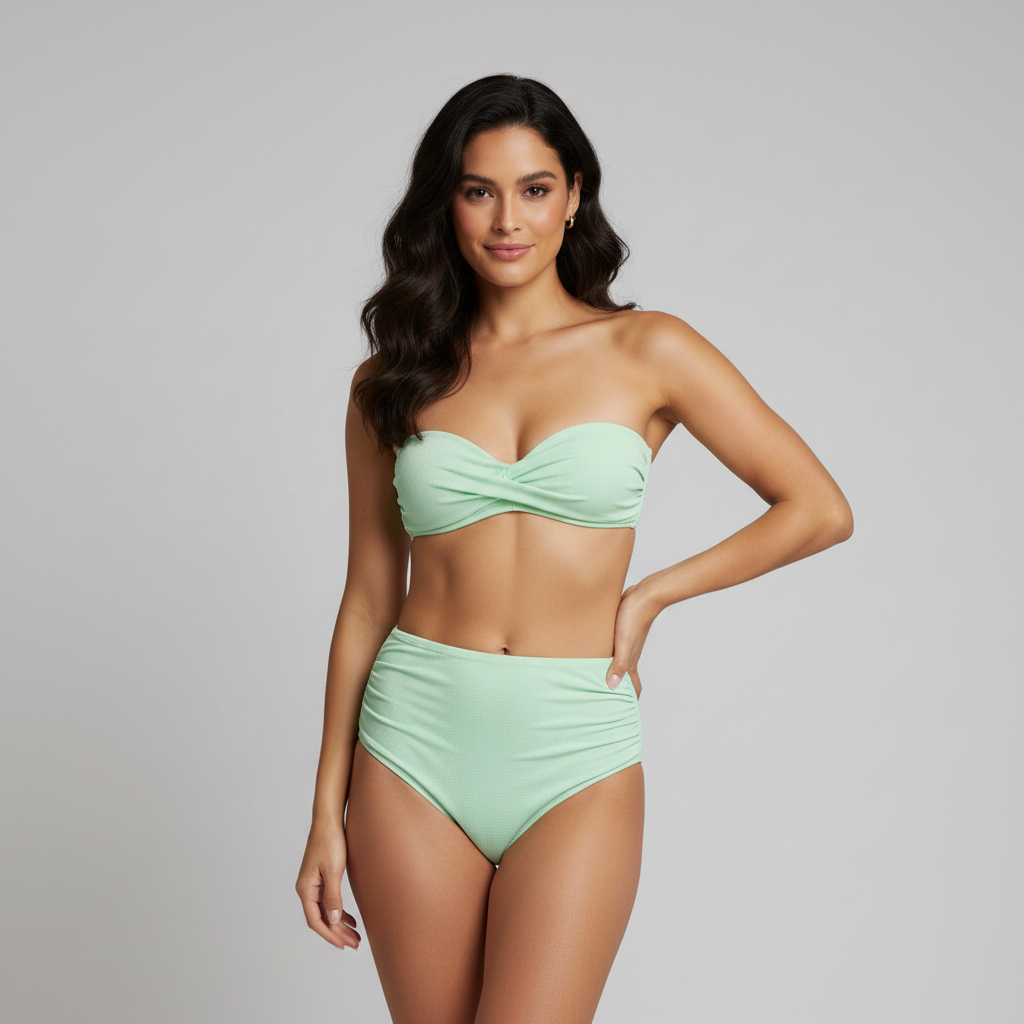 Tropical Luxe Set in Pistachio Green — Female Model
