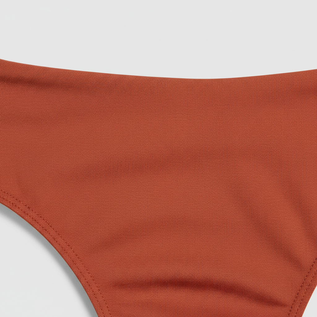 Sunset Glow Bikini in Terracotta Rust — Fabric Close-up