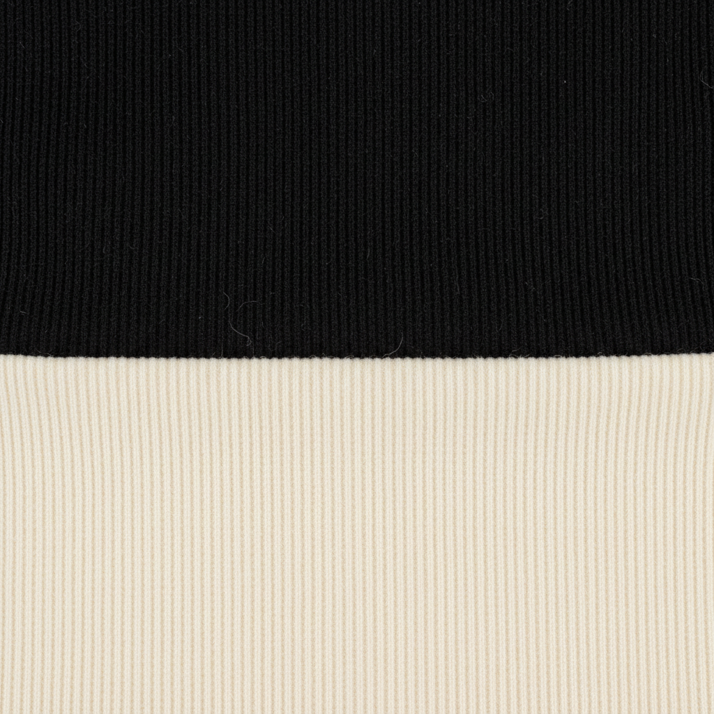 Signature Rib Bikini Set in Black & Ivory — Fabric Close-up