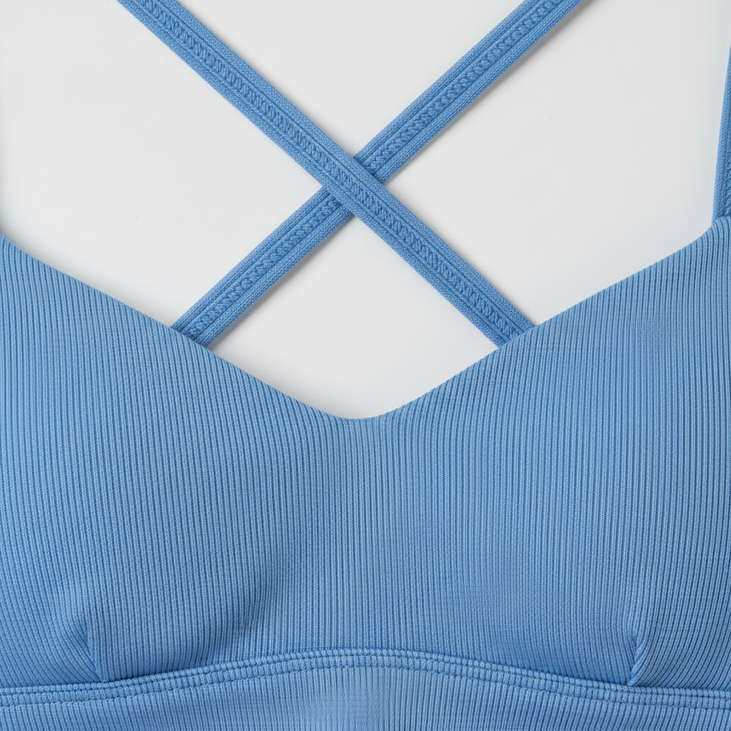 Sporty Swim Top in Sky Blue - Fabric Close-up