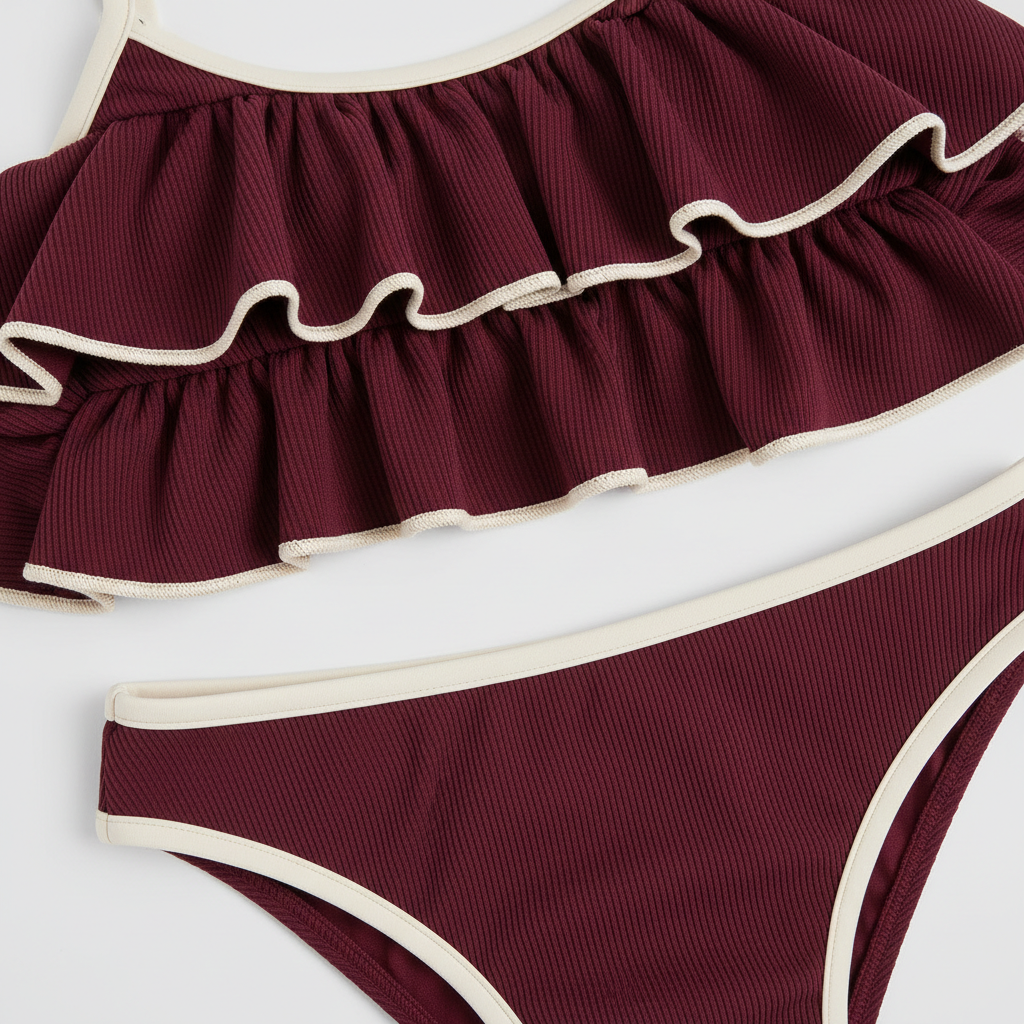 Island Vibes Bikini in Burgundy Wine - Fabric Close-up
