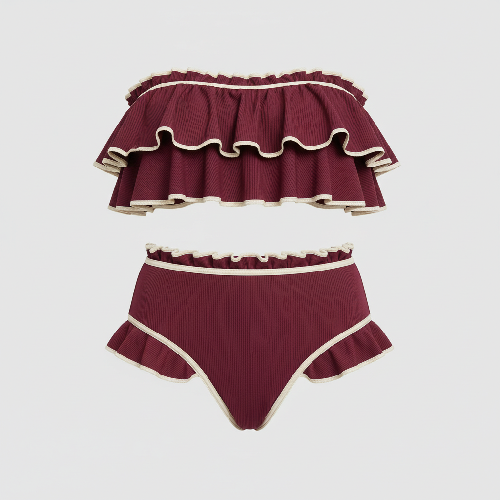Island Vibes Bikini in Burgundy Wine - Front View