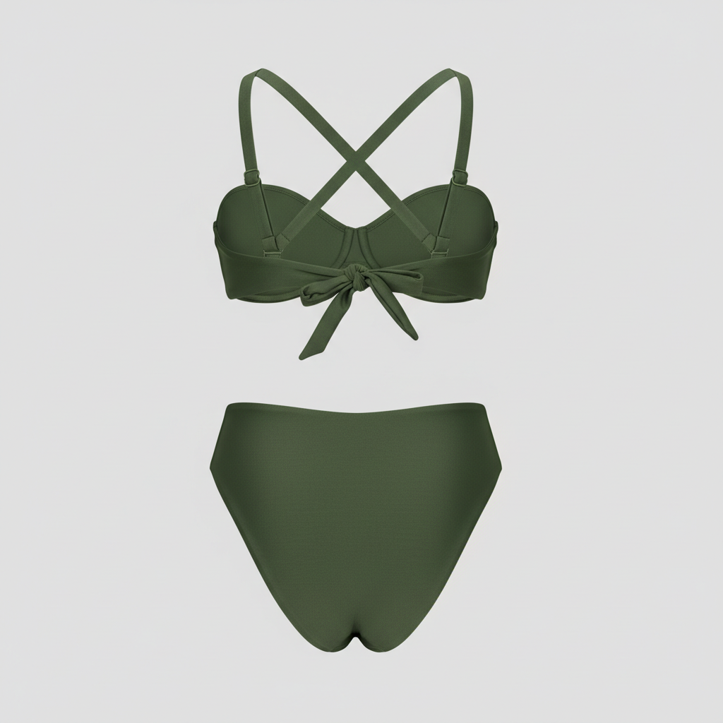 Coastal Breeze Bikini in Forest Olive — Back View