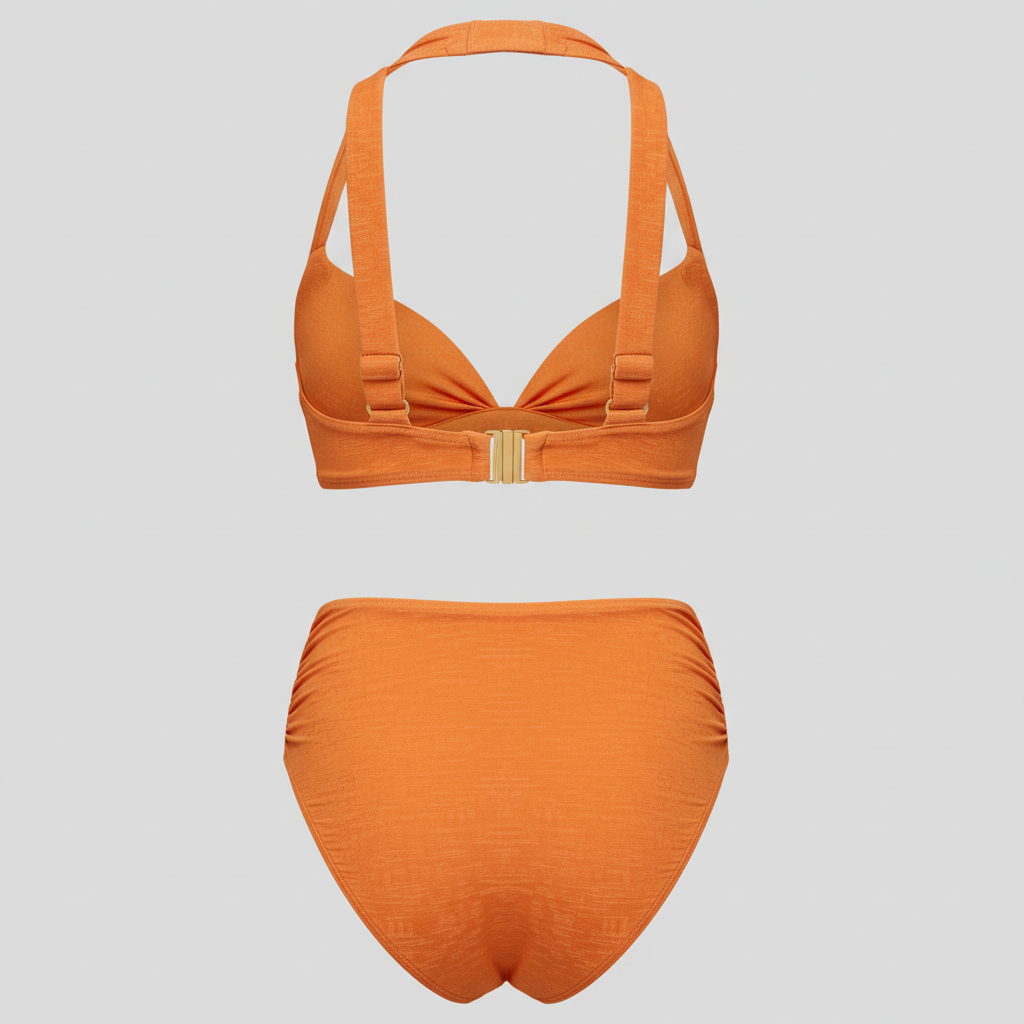 Tropical Bloom Bikini in Sunset Orange – Back view