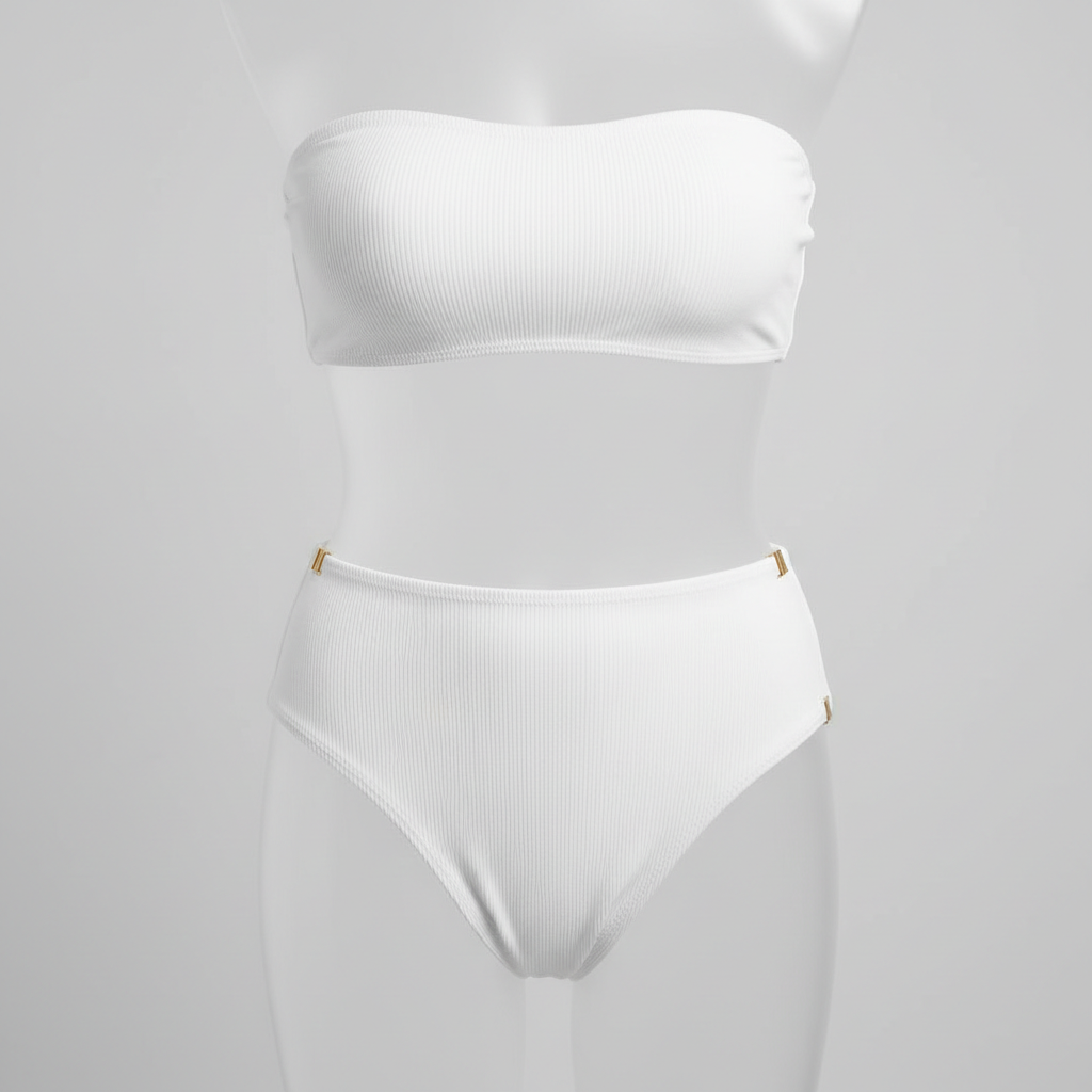 Azure Escape Bikini in Frost White – Front View