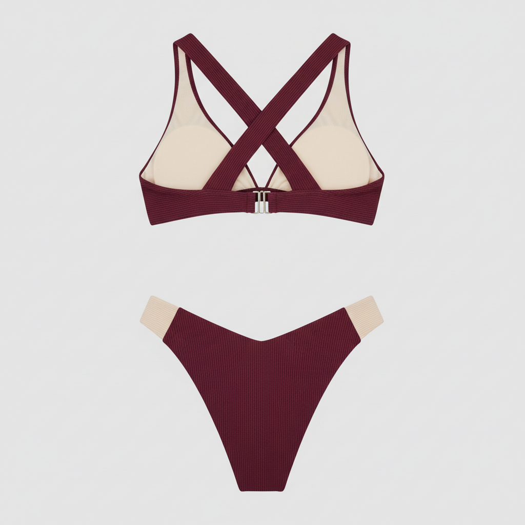 Island Chic Bikini in Burgundy Wine — Back View