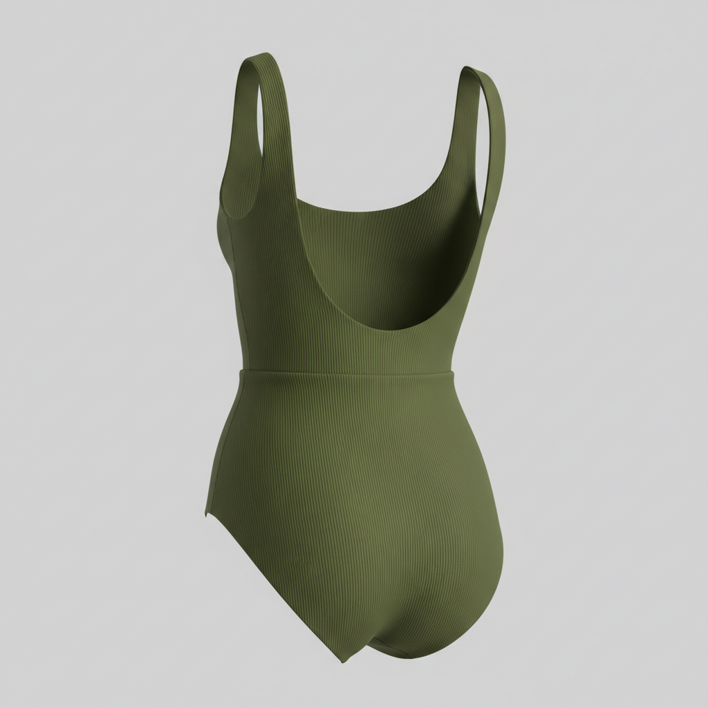 Coastal Glow Swimsuit in Forest Olive – Back View