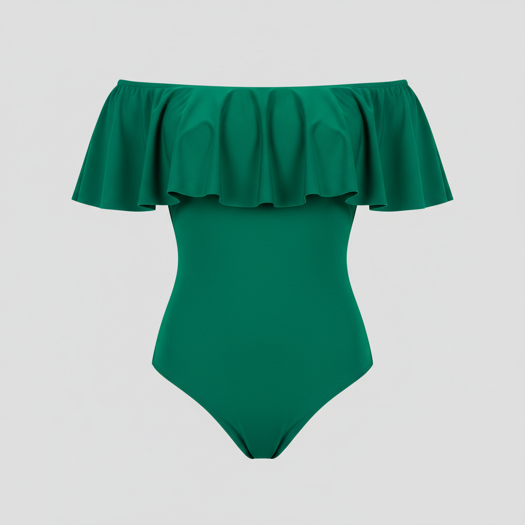 Sleek Swimsuit in Emerald Green – Front view