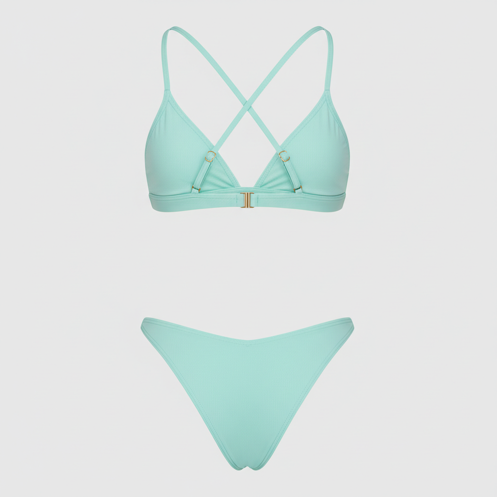 Aqua Mint triangle bikini set back view
