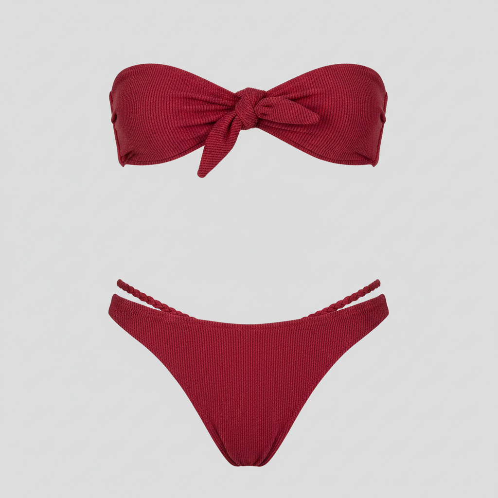 Azure Waves Bikini - Ruby Red - Fabric Detail