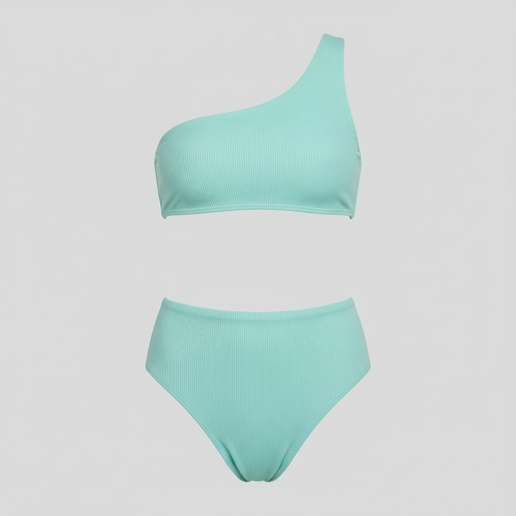 Sunset High-Waist Bikini Set in Aqua Mint – Front view
