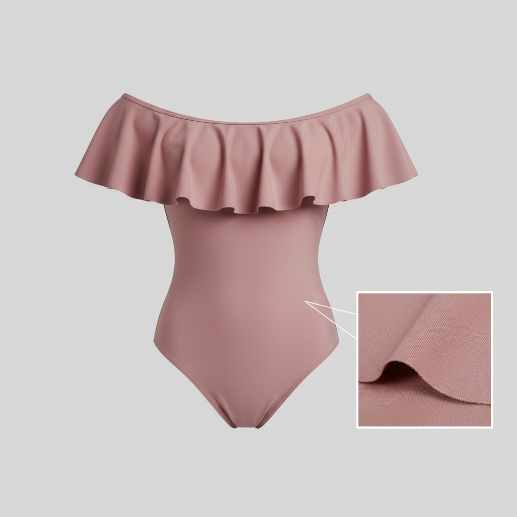 Sleek Swimsuit in Dusty Rose – Fabric close-up